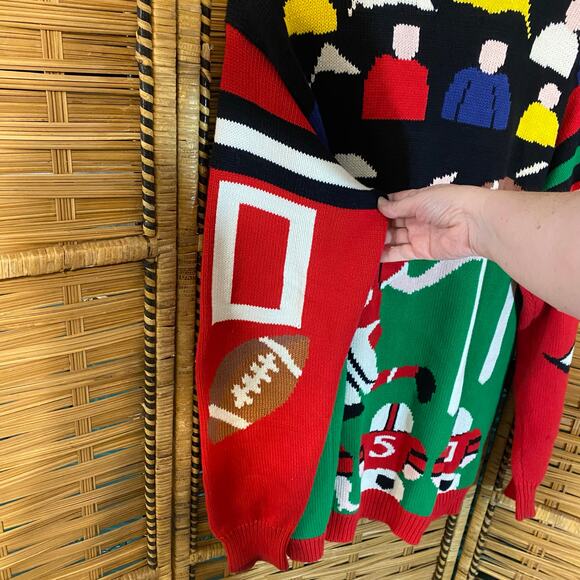 Vintage Jack B. Quick Football Cardigan Sweater 80s Sports Knit Medium hong kong - Picture 6 of 11
